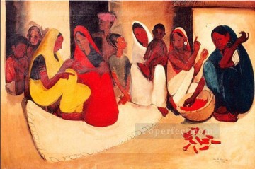 人気のインド料理 Painting - アムリタ シェル ギル村のシーン 1938 インド